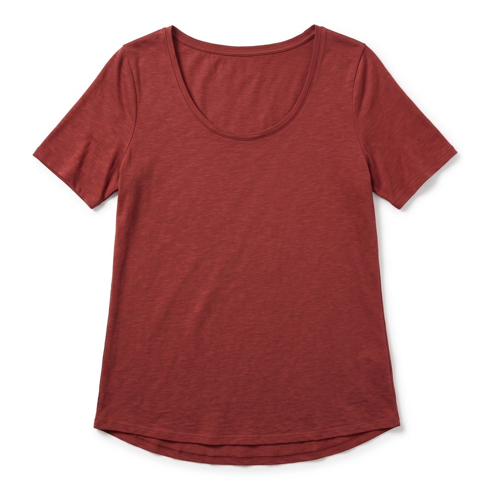 LOFT Outlet Womens M Rust Red Short Sleeve Scoop Neck Tee Casual Minimalist Top